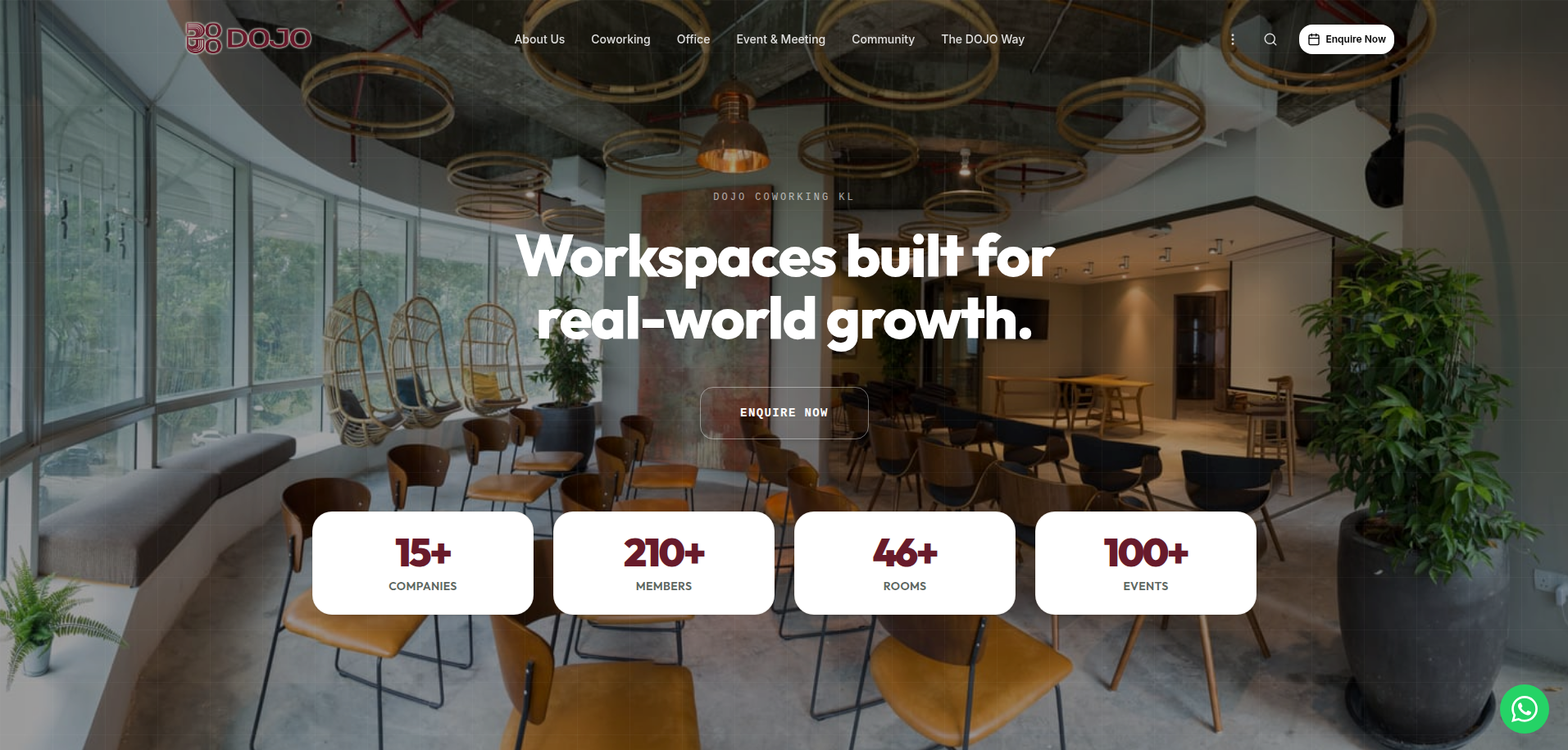 Workspace Dojo coworking space homepage